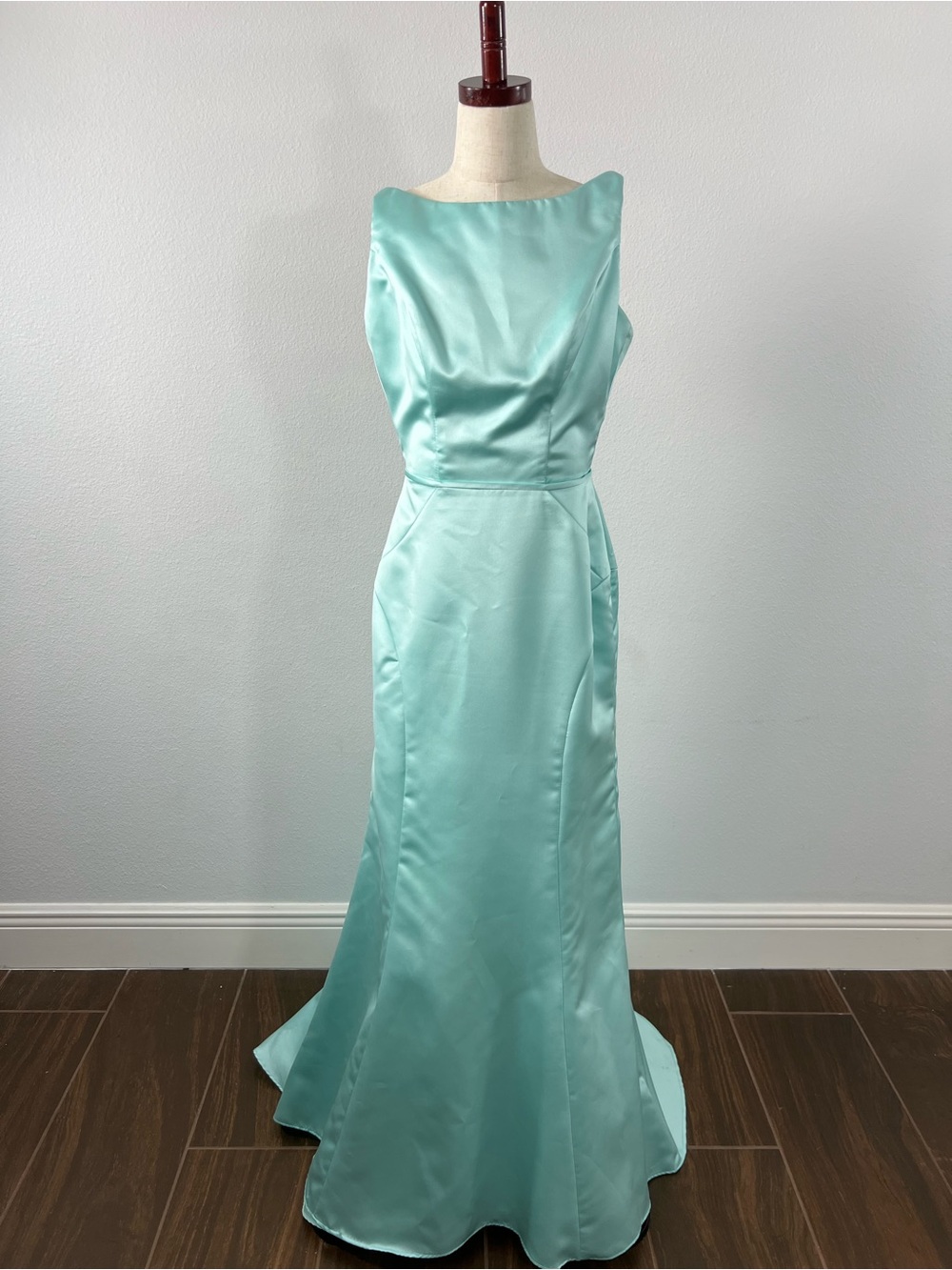 SORELLA VITA Mint Satin Maxi Gown with Boatneck
